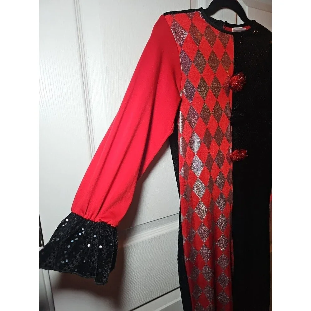 Black Red Clown Halloween Girls Large Costume Spirit - Picture 3 of 8
